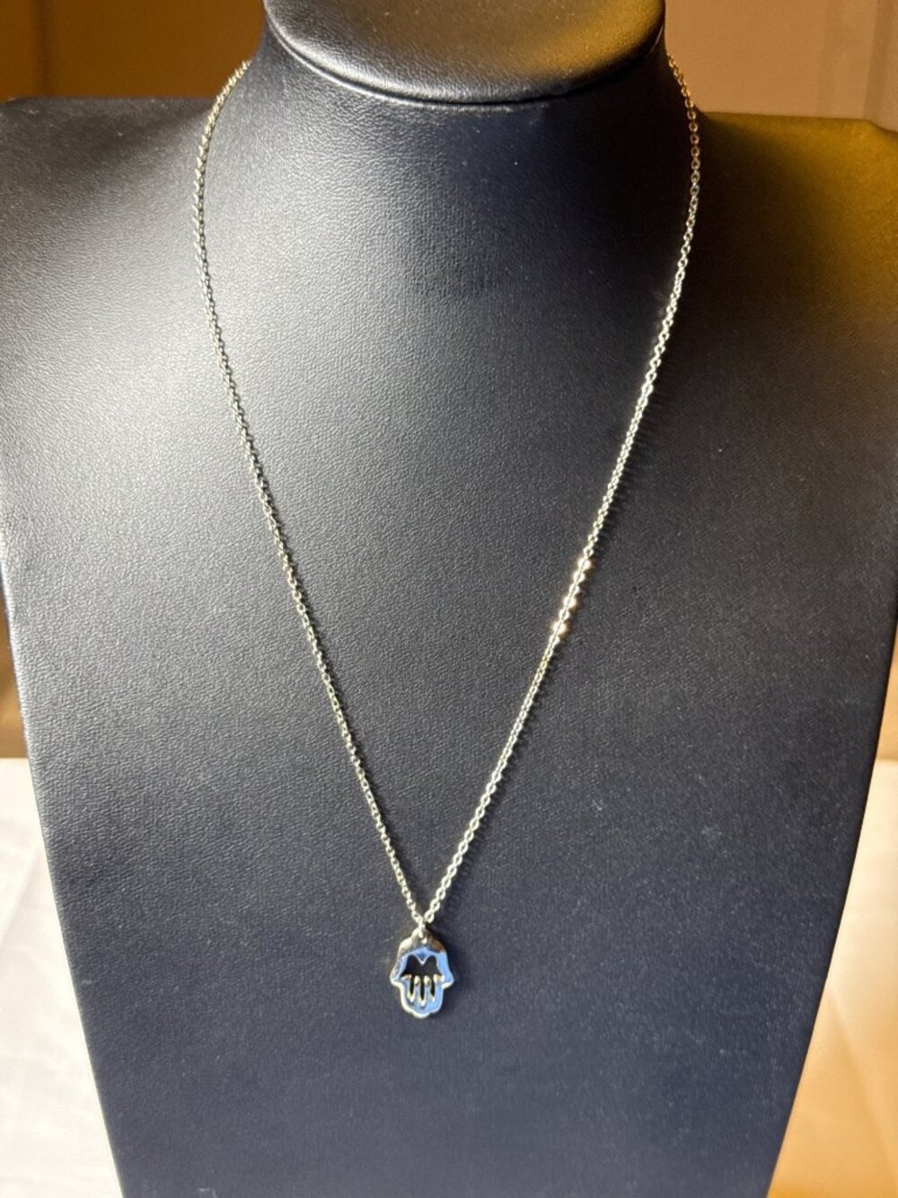 Silver Hamsa Hand Cutout Pendant Necklace Dainty Boho